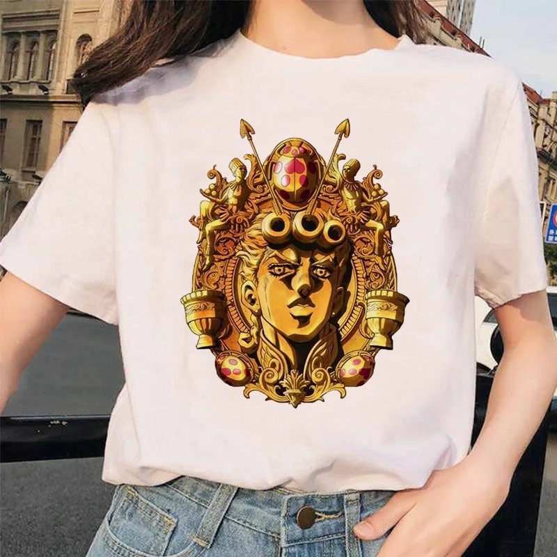 Японское аниме JoJo Необычные Приключения Забавные футболки для мужчин и женщин с принтом Футболка Повседневная Jojo футболка хип-хоп топ тройники Женские