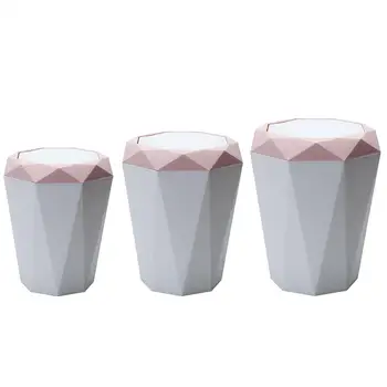 

Nordic Flap Type Mini Trash Can Desktop Diamond Shape Waste Bin Storage Bucket For Kitchen Living Room Bathroom Home Office