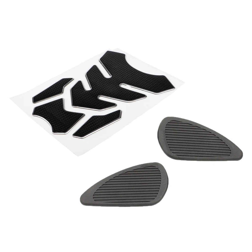 2 Set Tank Traction Pad Side Gas Knee Grip Protector & 3D Gas Cap Cover Decal Sticker for Yamaha YZF R1 2009-2014 - Black