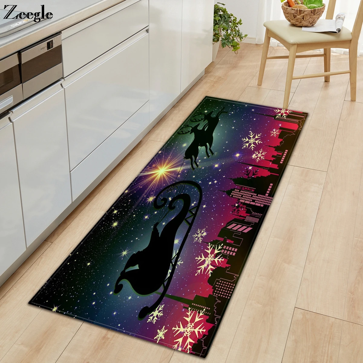 Christmas Carpet Anti-slip Kitchen Rug Soft Doormat Entrance Door Bathroom Living Room Carpet Flannel Hallway Rug Kids Room Rug