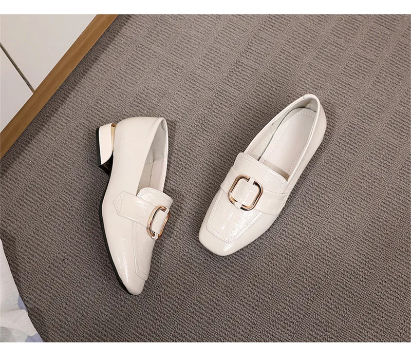 British Bright Patent Genuine Leather Pumps Oxford Shoes For Women 2020 Spring New Metal Thick Middle Heel Women's Loafers Shoes (7)