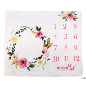 

New Baby Milestone Blanket Newborn Photo Background Infants Monthly Growth Towel