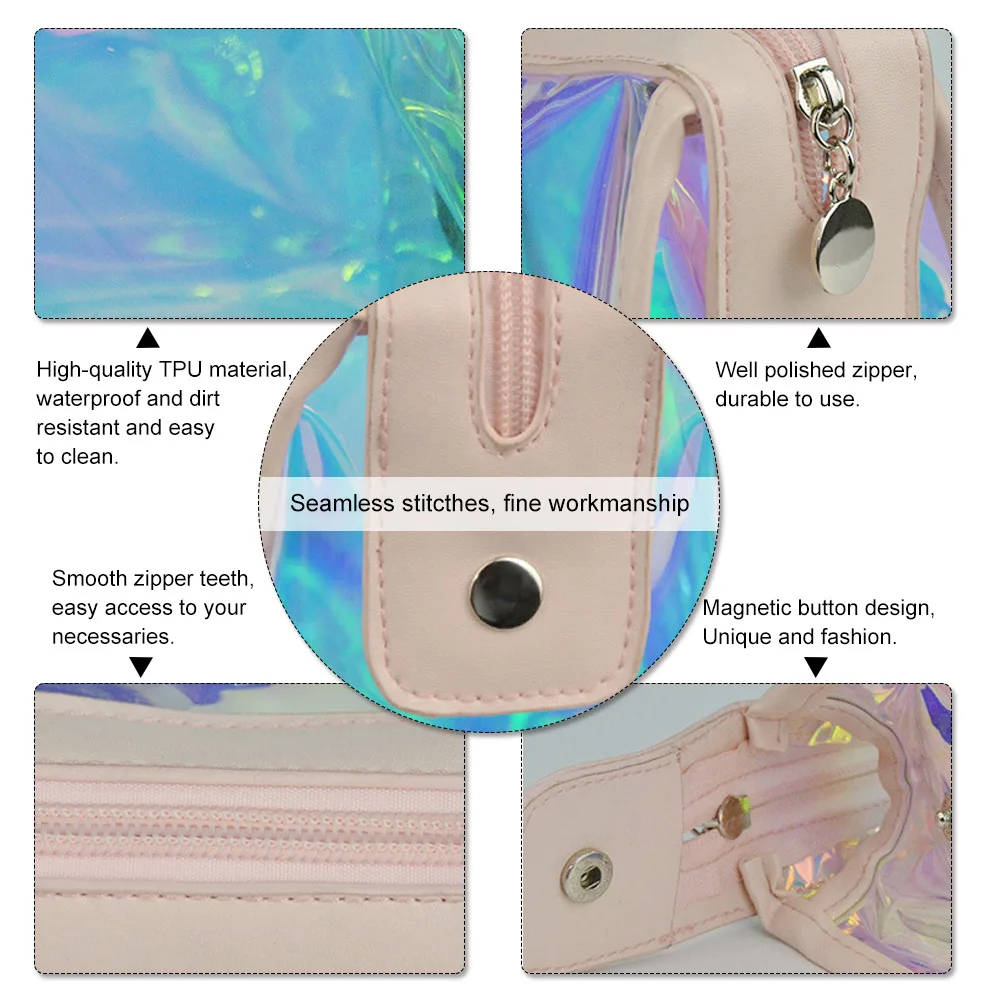 Transparent TPU Cosmetic Bag Large Capacity Women Travel Waterproof Storage Bag Makeup Pouch Portable Toiletry Organizer