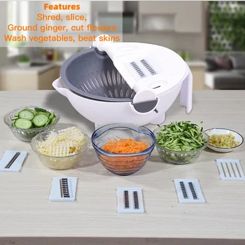 

Multi Manual Slicer Drainer Bowl Vegetable Fruit Cutter Kitchen Gadget Chopper Grater Vegetable Cutter