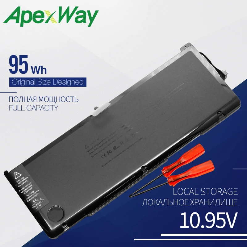 Apexway 10.95V 95Wh A1383 Battery For Apple MacBook Pro 17" inch A1297 2011 Version 020-7149-A10 MC725LL/A MD311LL/A MB604LL/A