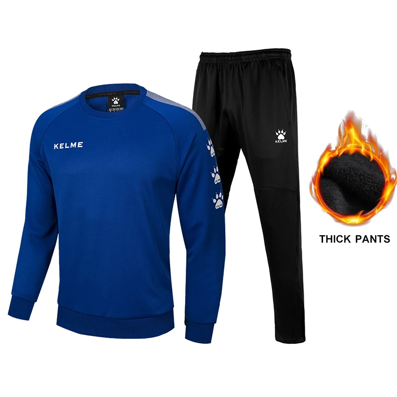 KELME Sweatshirt Sports Sets Men Jogger Training Running Suit Workout Tracksuit Thick Trousers Training Sportswear 3891370-1 6