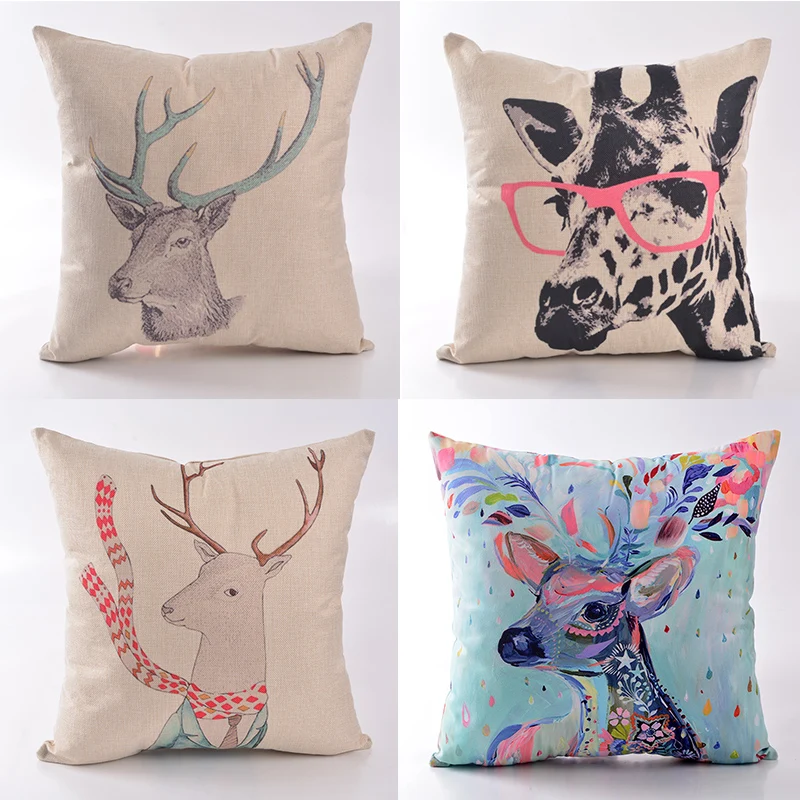 Наволочка 45*45 см полиэстер moose, жираф, Сика олень узор Удобная наволочка