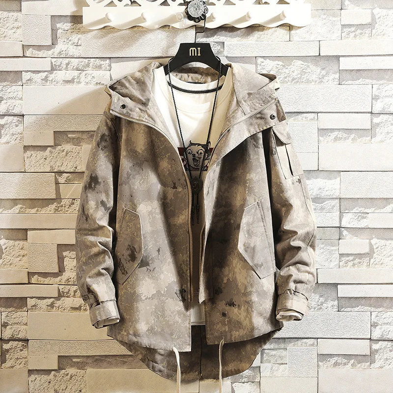 

#2468 Autumn Camouflage Hoodie Jackets For Men Plus Size Casual Loose Jacket Coat Male Hooded Dovetail Coats Japan Style Outwear