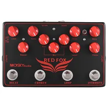 MOSKYAUDIO RED FOX Overdrive, LOOP, Chorus, Delay 4 педали эффектов в 1 блоке педаль эффектов для гитары мультиэффект педаль