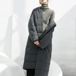 Liva girl, женское Свободное длинное пальто, зимняя теплая куртка, Женское пальто размера плюс, зимняя куртка, Женская стеганая парка с