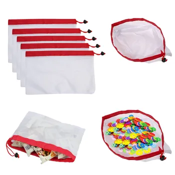 

5 Pack Reusable Produce Mesh Bags Black Rope Vegetable Fruit Toy Storage Pouch Crossbody Bag Drawstring Bag Hot Sale 2020