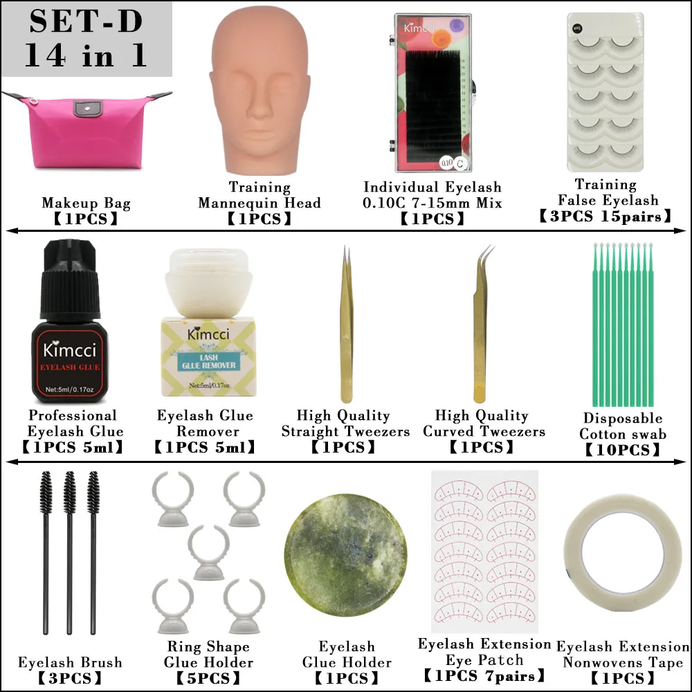 Kimcci набор для наращивания накладных ресниц, тренировочный набор, набор для макияжа, манекен, голова для прививки ресниц, инструменты для упражнений, набор ресниц