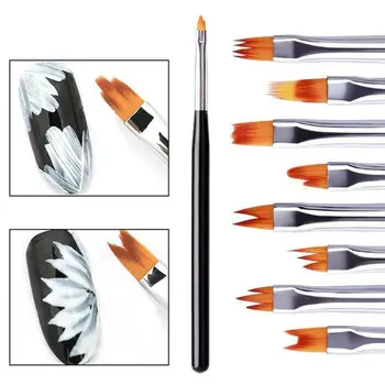 

4 PCS Nail Art Tool Set Acrylic UV Gel Salon Pen Flat Brush Kit Dotting Tool For Decorations Beauty Tools Nail Polish Brushes 20