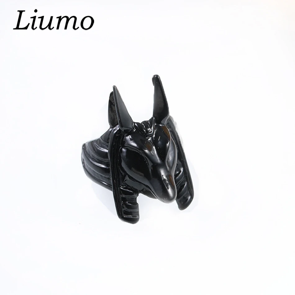 Мужские Винтажные Колечки Liumo черные в стиле панк из сплава Anubis с головой волка
