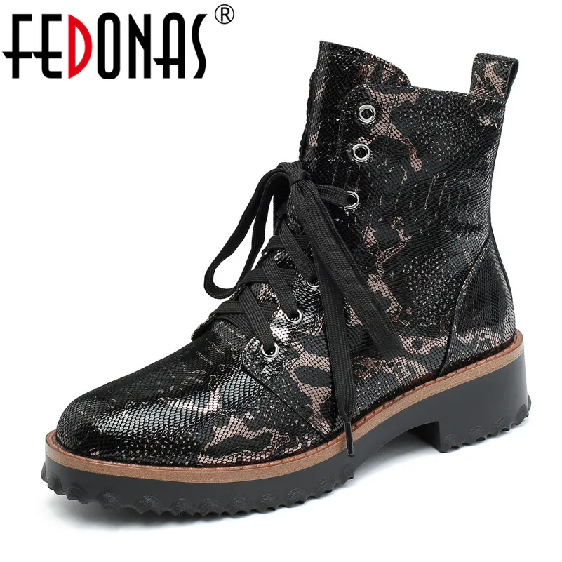 

FEDONAS New Arrival Women Genuine Leather Ankle Boots Night Club Party Platforms Shoes Woman Winter Warm Riding Boots Female