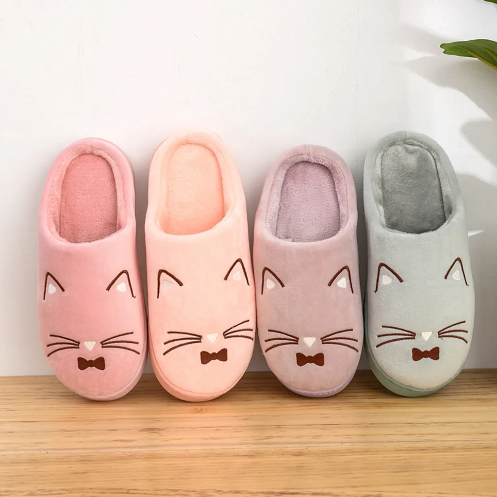 

Women Men House Indoor Slippers Home Warm Cotton Velvet Shoes Sandals Anti-Slip Home Slippers Warm Women Shoes 4 colors 2019