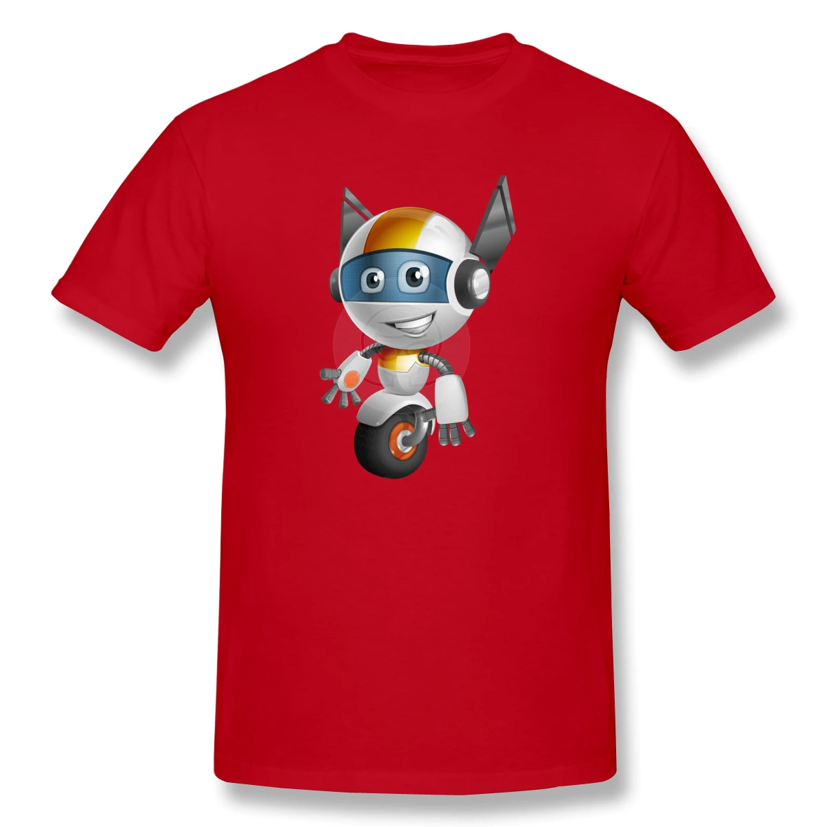 Cute Little Robot Cartoon Vector Character Aka Owaf Casual O-Neck Men's Basic Short Sleeve T-Shirt 100% Cotton Tee Shirt Printed