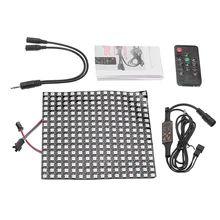 16*16 см WS2812 256 Пиксели цифровой матричный светодиодный модуль полосы+ 13 кнопок пульта дистанционного управления, Управление+ DC Управление; DC5V