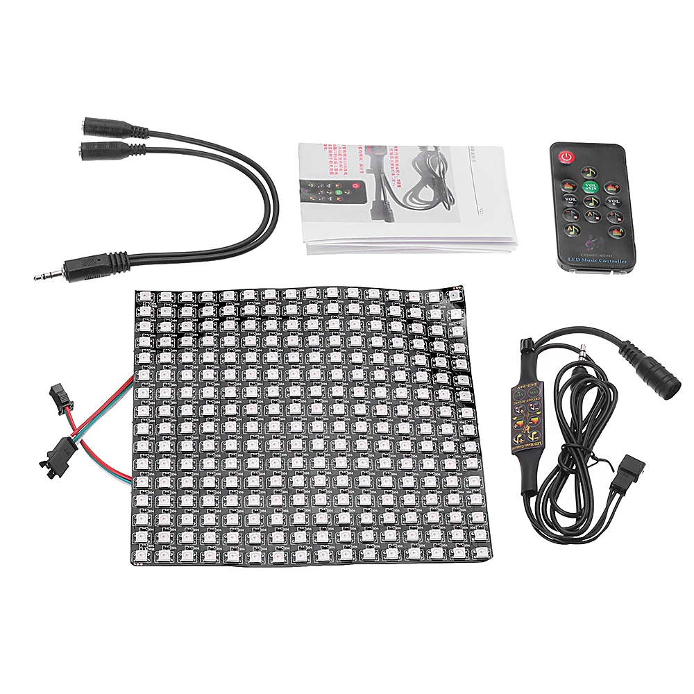 

16*16CM WS2812 256 Pixels Digital Matrix LED Module Strip + 13Keys Remote Control + DC Controller DC5V