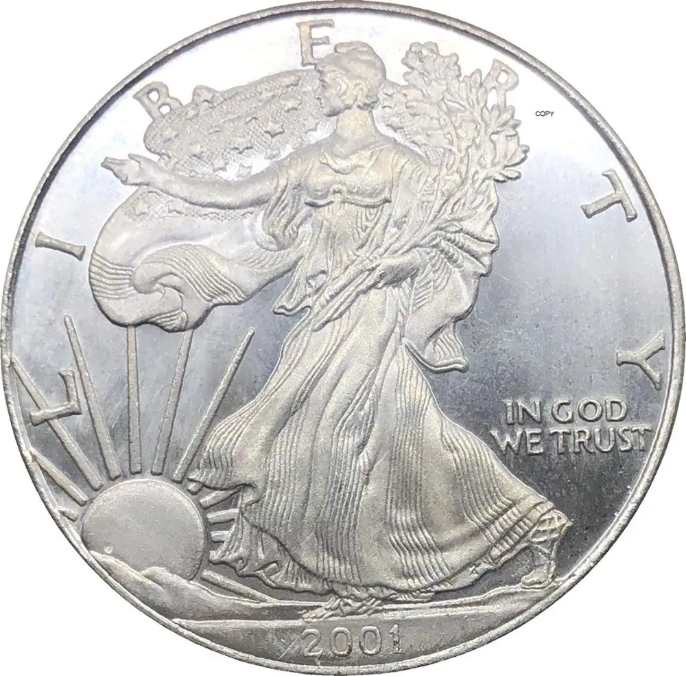 United States 1 Dollar American Silver Eagle Bullion Coin 2001 Plated Commemorative Copy coin | Дом и сад