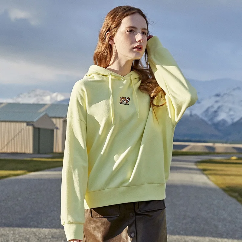 SEMIR свитер женский с капюшоном Сетка Красный Ранняя осень милый забавный короткий параграф свободный капюшон корейский с капюшоном толстовки для женщин - Цвет: green