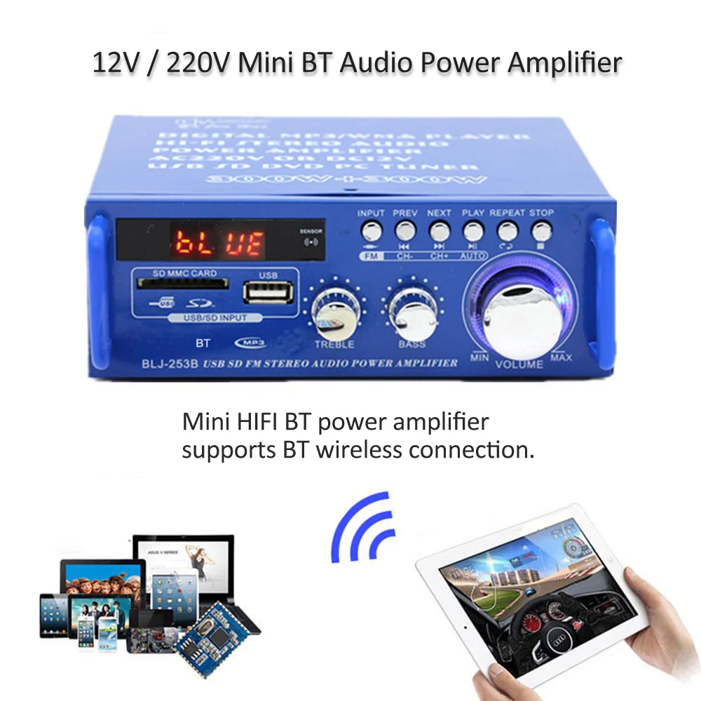 12 В/220 В 600 Вт аудио усилители HiFi цифровой bluetooth усилитель домашний кинотеатр домашний/автомобильный сабвуфер усилитель аудио