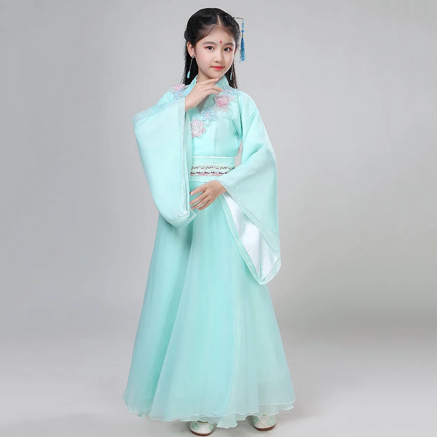 Hanfu древний китайский традиционный сказочный костюм для девочек розовое платье