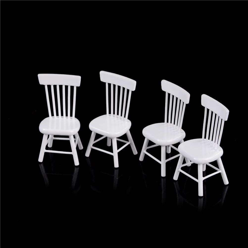 

1: 12 Dollhouse Dollhouse Mini Furniture Model Pocket Toy White/Wood Color Dining Chair Armchair