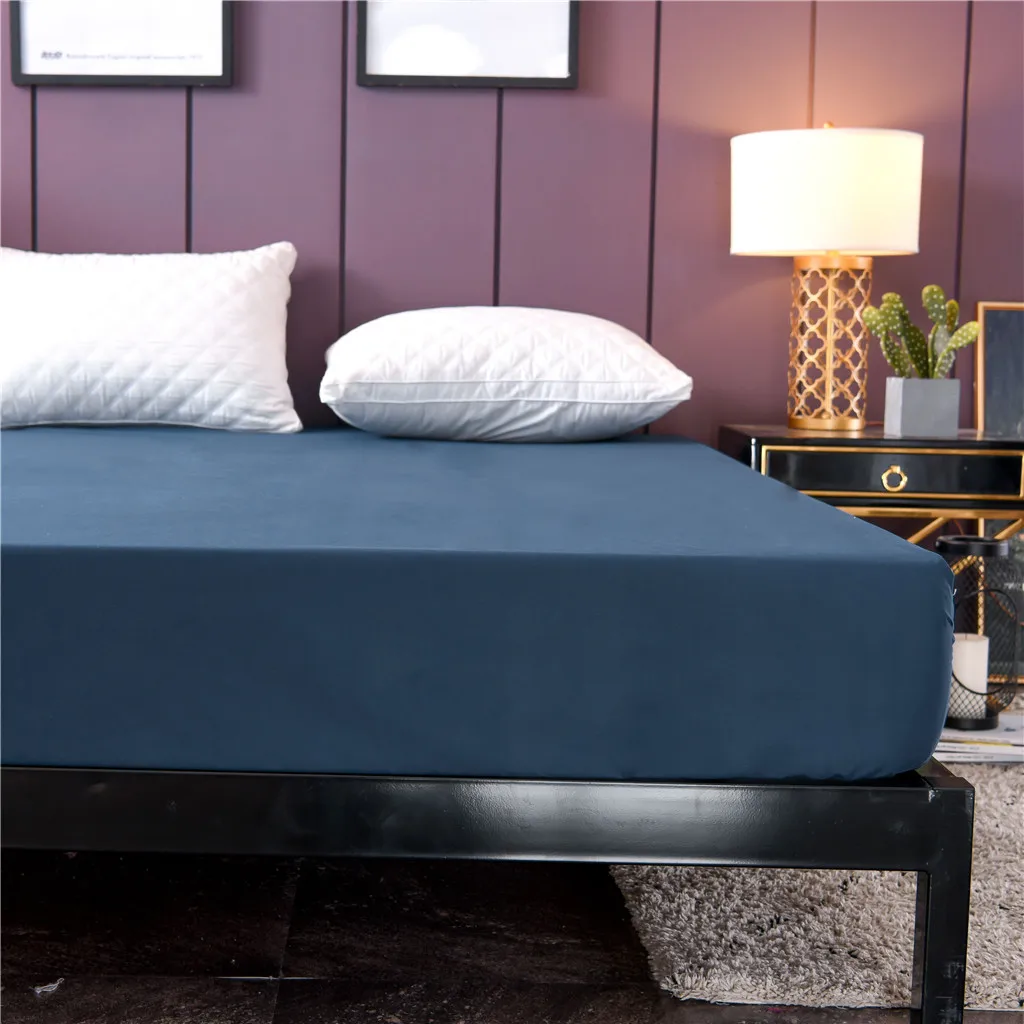Сплошной цвет водонепроницаемый кровать батут Крышка матрас Противоскользящий защитный чехол# NN804