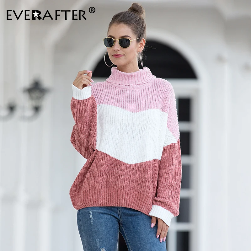Женский свитер EVERAFTER Осенний/Зимний Свитер оверсайз с высоким воротом | Женская