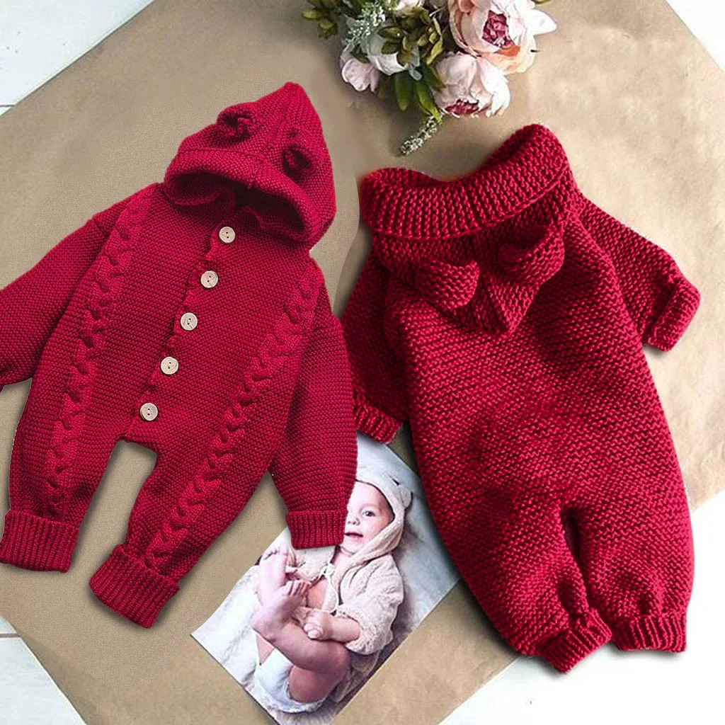 

2020 Newborn Infant Baby Girl Boy Winter Warm Coat Knit Outwear Hooded Jumpsuit Multiple colors available Warm and breathable Y4