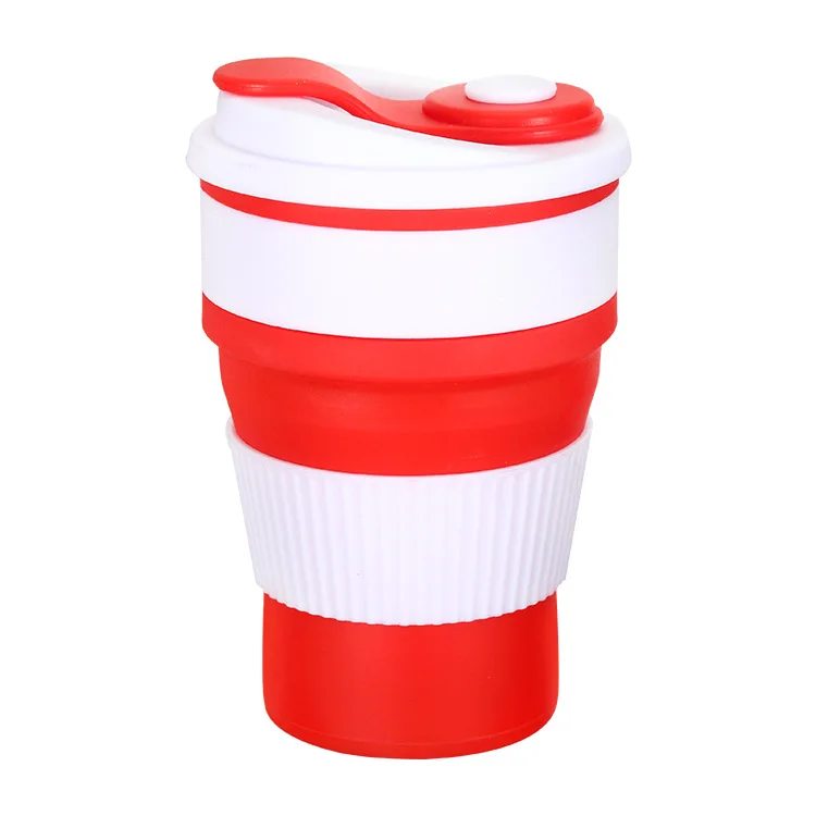 red 400 мл силиконовые складные кофейные кружки, кружка для отдыха, кофейная чашка для спорта на открытом воздухе, Подарочная чашка для питья с крышками, чашка для воды для путешествий - Цвет: red