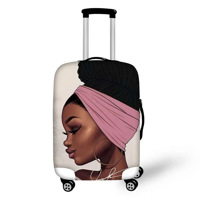 ELVISWORDS афро леди багаж защитные чехлы пылезащитные мешки дорожные аксессуары для 18-30 дюймов тролли бирка для чемодана - Цвет: P4825