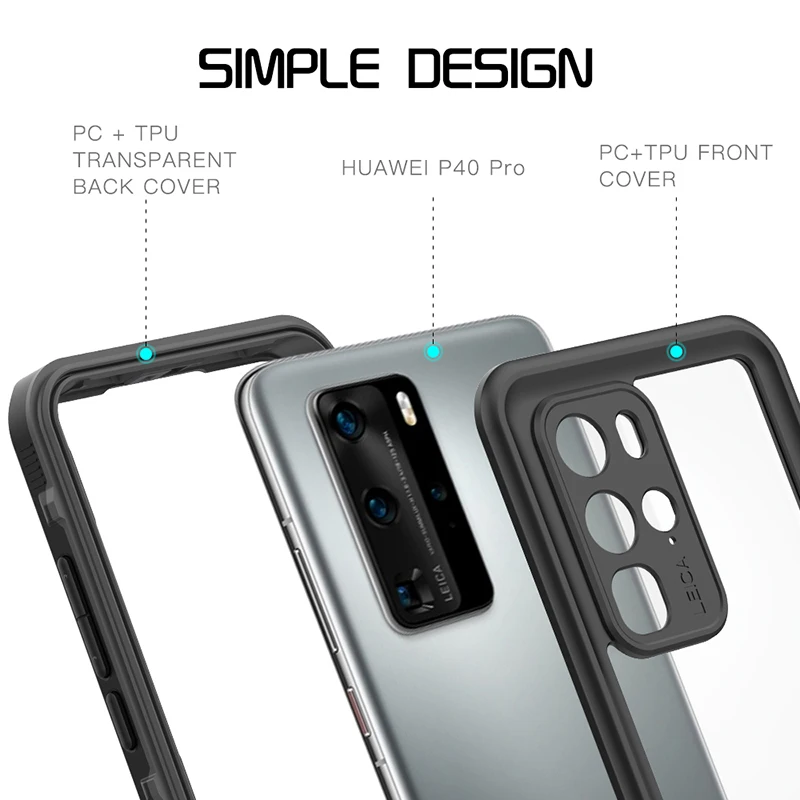 Подводный чехол Leanonus для Huawei P40 Pro противоударный водонепроницаемый дайвинга P20 P30