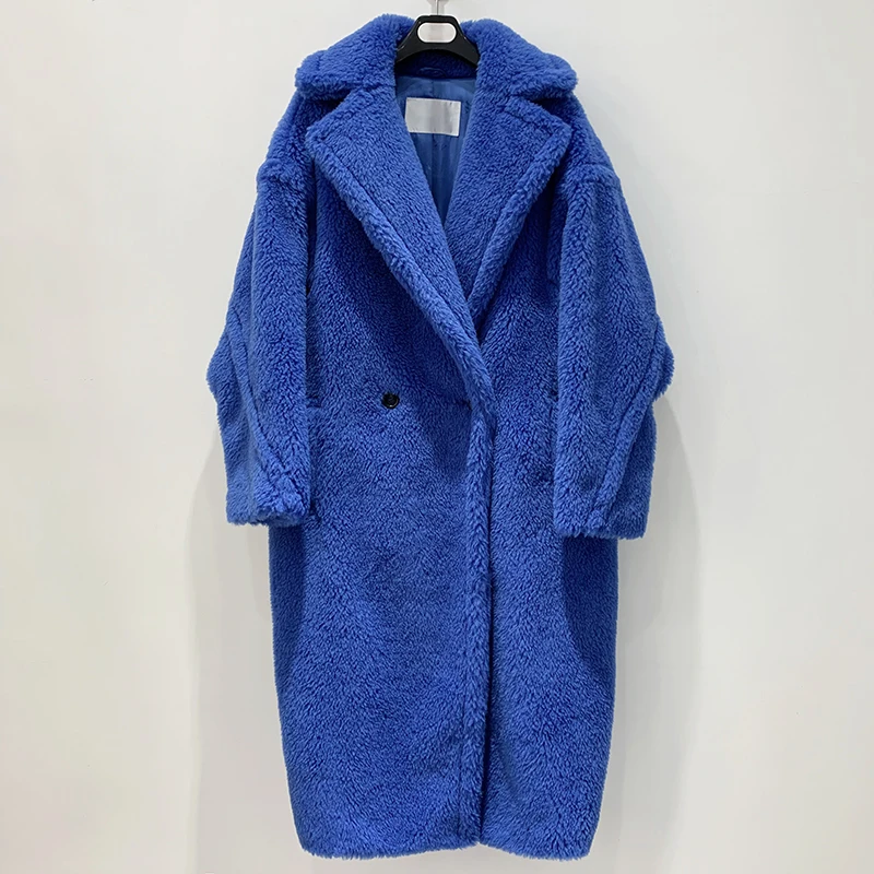 blue Женская одежда, зимняя верхняя одежда, настоящие пальто, новое зимнее пальто, Женское шерстяное пальто, частицы 1018 - Цвет: blue