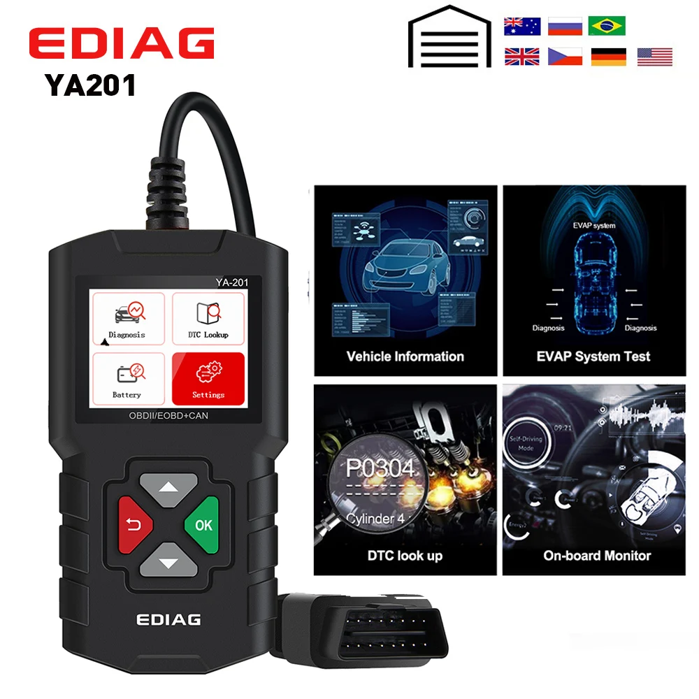 Считыватель кодов EDIAG YA201 OBD2 инструмент для диагностики автомобиля PK CR3001 AL319 с USB