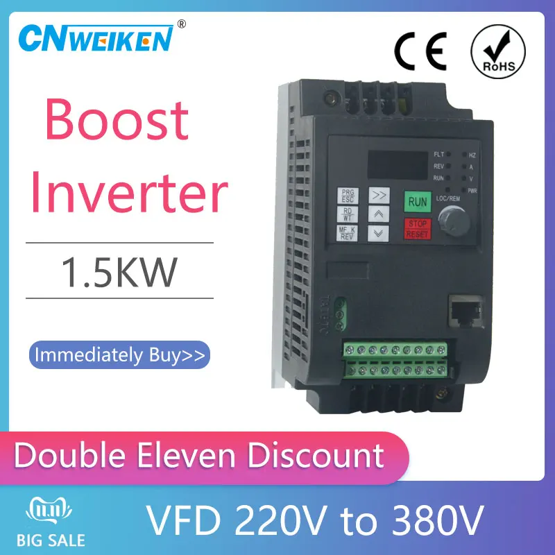 7.5KW 0 400HZ VFD преобразователь частоты однофазный 220v вход в 3 фазы 380v выход для 10HP