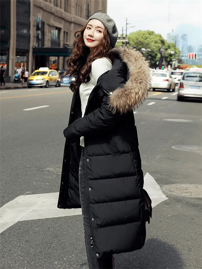 Women Medium-Long Down Coat a Thickening Coat Fashion Straight Loose Luxurious Jackets White Duck Down Outwear Women XIN144