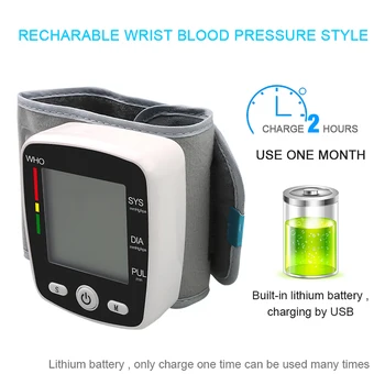 

Cuff Wrist Blood Pressure Monitor Automatic Digital Voice Tonometer Sphygmomanometer for Measuring Arterial Pressure Meter