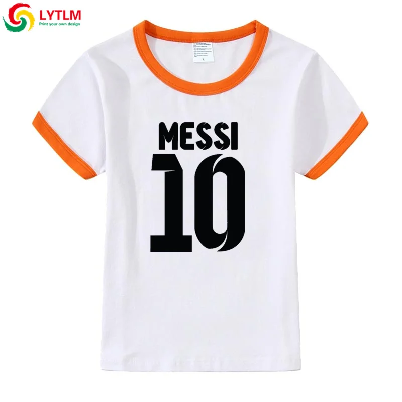 LYTLM Messi/футболка с короткими рукавами для маленьких мальчиков футболка для мальчиков Lionel Messi летняя одежда для маленьких девочек топы для маленьких девочек - Цвет: DXZB LYCRA Orange