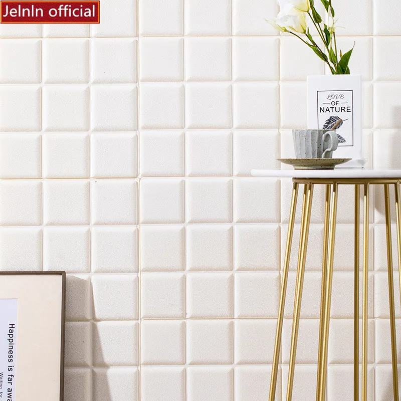 

Self-adhesive bedroom 3D white wall stickers foam wall paper soft bag siding waterproof anti-collision wall skirt wall stickers