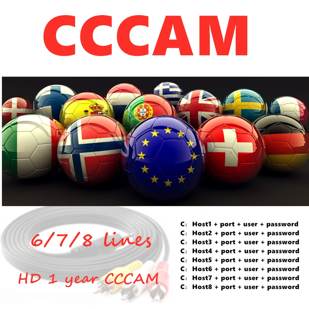

More stable Europe 6/7/8 Lines Cccam Europe Full HD 1 Year Cccams for Europe Use for Satellite TV Receiver DVB-S2 hd