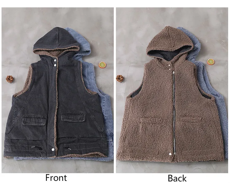 Max LuLu, зимняя модная Корейская женская одежда, Женский утепленный Меховой жилет с капюшоном, винтажный двусторонний джинсовый жилет