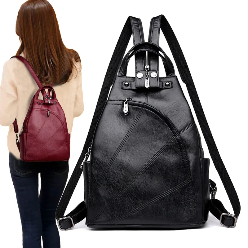 

Shoulder bag 2019 new Korean fashion student bags large soft leather backpack