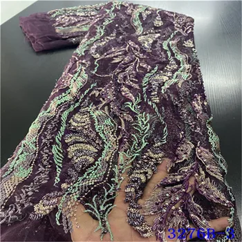 

Luxury Handmade Beads Lace Africa French Tulle Mesh Lace For Wedding Dress Heavy Beaded Lace For Bridal Lace Materials NA3276B-1