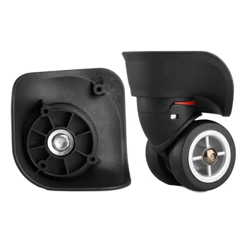 

1 Pair 360 Degree Rotation Mute Screw PVC Luggage Wheel Black Practical Easy Install Universal Solid Travel Durable Repair