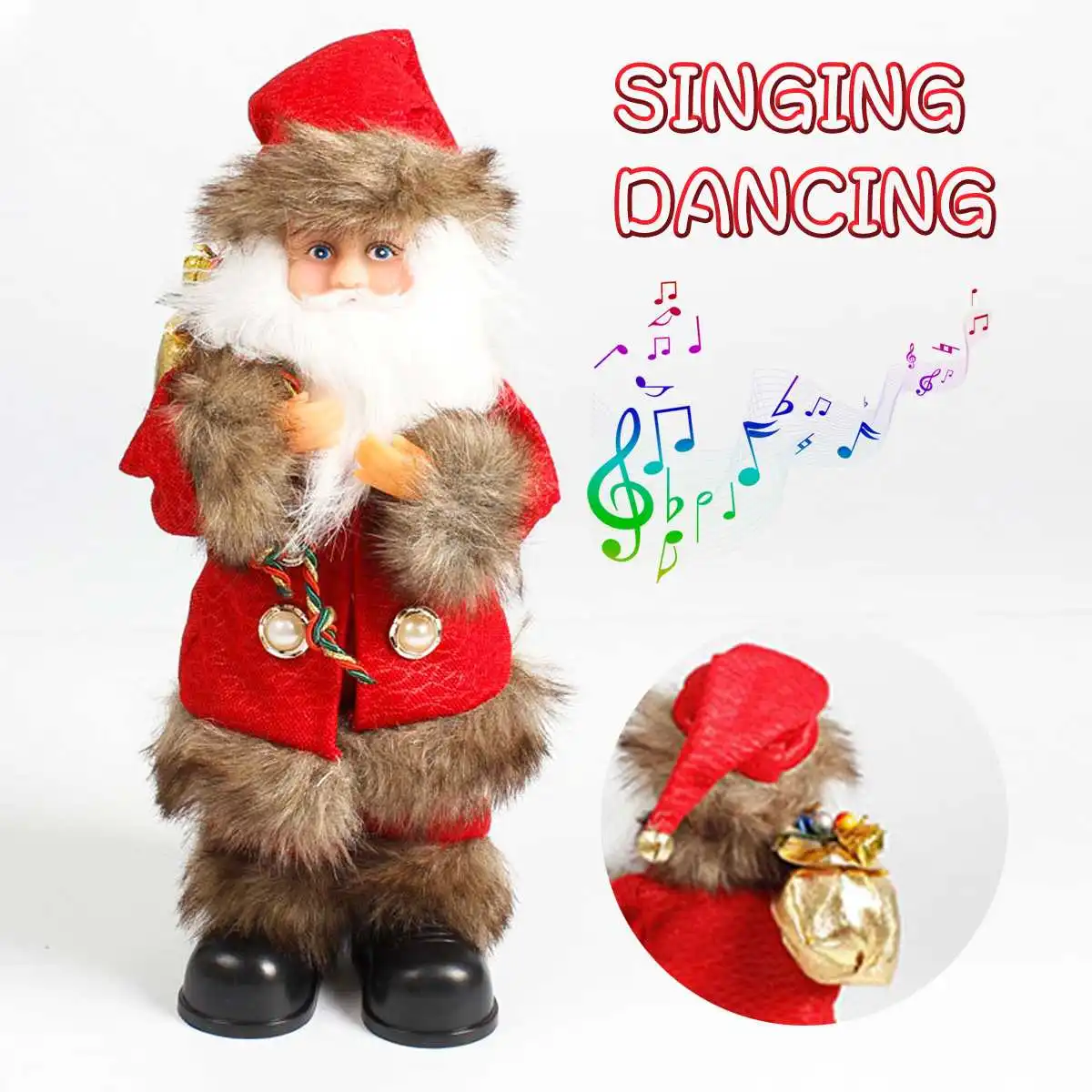 

Electric Singing Danciing Santa Claus Doll Holiday Christmas Ornament Figurine Collection Gift Table Decoration New Year Gift
