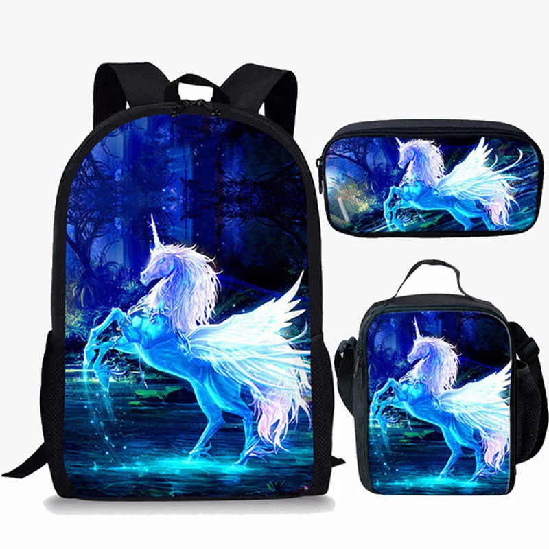 Anime Unicorn 3D Print School Backpack for Girl Boys Children Cartoon Bookbags Kids Primary Schoolbag Children Knapsack