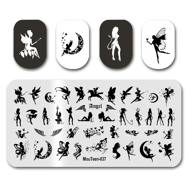 Nail Art Plate MouTeen035 Big Size Butterfly Flower Nail Stamping Plates Manicure Set For Nail Art Stamp 2