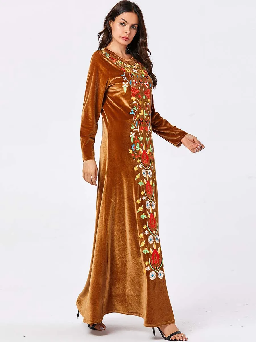 

Muslim Fashion Tesettür Elbise Elegant Evening Muslim Dress Vestidos Evening 9126 Big Women's Embroidery Long Arab Long Skirt